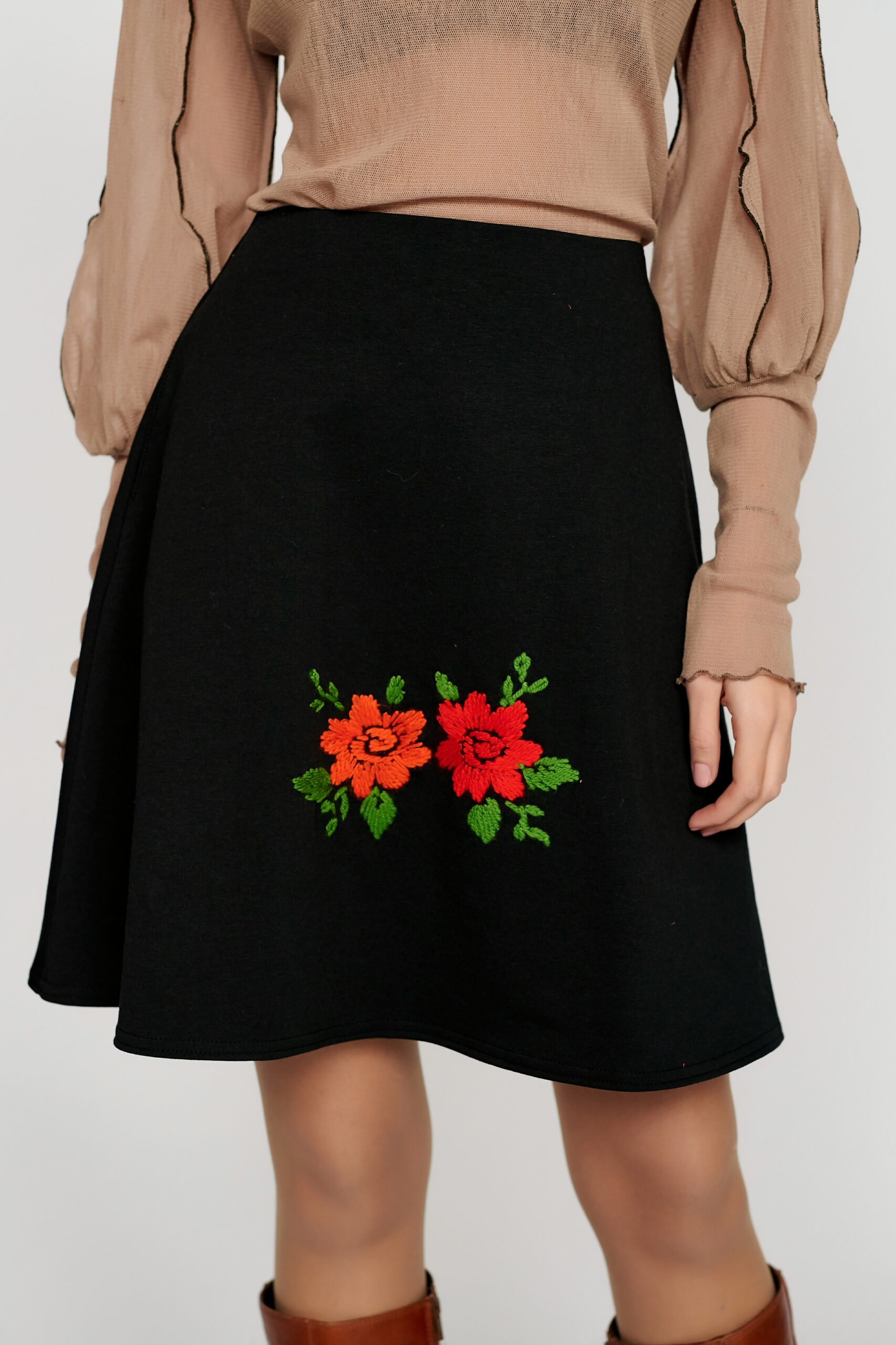 Skirt IRMA. Natural fabrics, original design, handmade embroidery