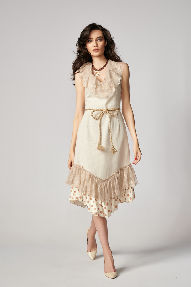 Dress LORETA. Natural fabrics, original design, handmade embroidery