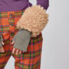 Accessories: mittens made in artificial fur and bielastic. Natural fabrics, original design, handmade embroidery