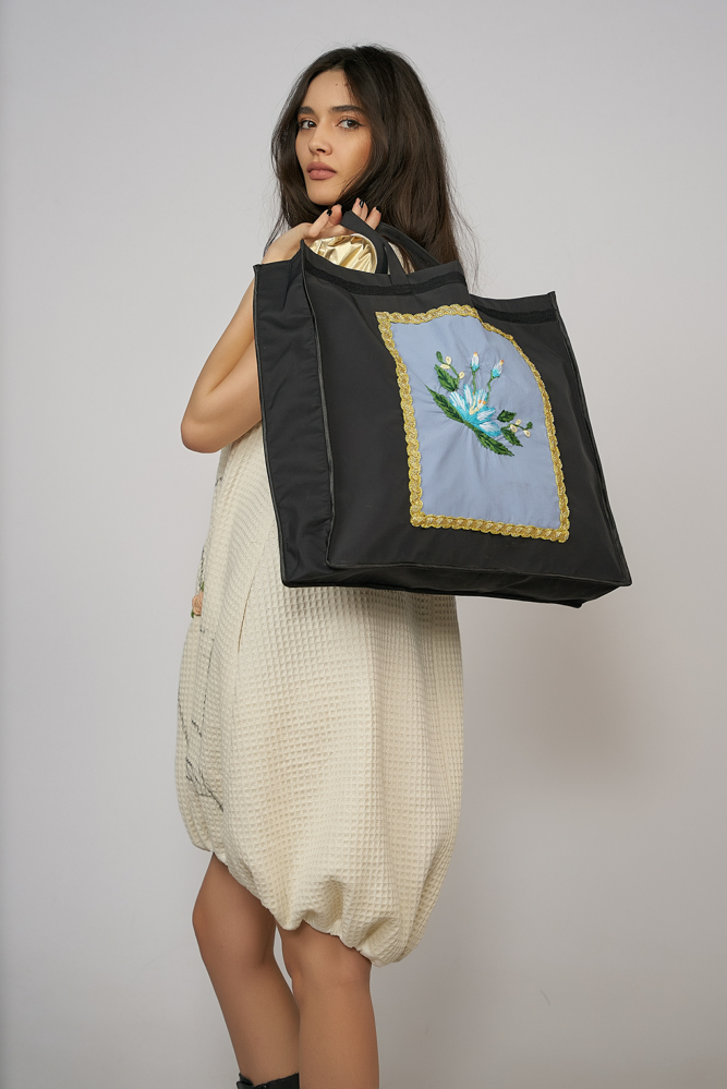 ACCESSORIES - Satin doc bag. Natural fabrics, original design, handmade embroidery