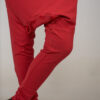 Pantalon BORAC Rosu. Materiale naturale, design unicat, cu broderie si aplicatii handmade