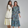 CASIANA cotton dress with floral print. Natural fabrics, original design, handmade embroidery