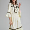 Yellow CASIANA cotton dress with lace inserts. Natural fabrics, original design, handmade embroidery