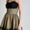 Rochie MADINY eleganta cu corset din tul negru. Materiale naturale, design unicat, cu broderie si aplicatii handmade