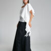 ISLA white blouse with ruffles and thin strap. Natural fabrics, original design, handmade embroidery