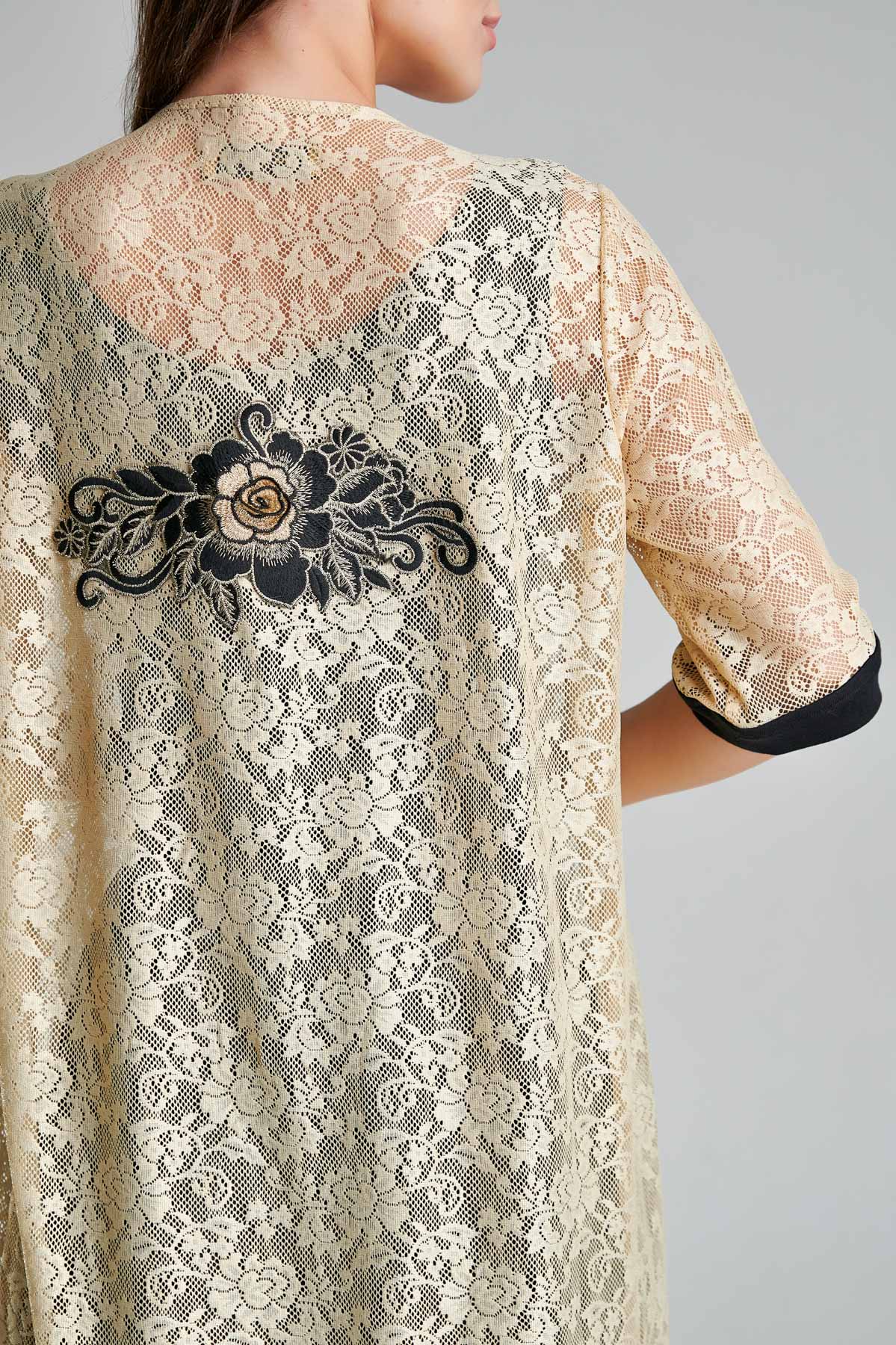 DITTA Top maxi skirt with black drawstring. Natural fabrics, original design, handmade embroidery