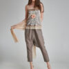 TERAMIS cotton trousers with a slightly loose fit. Natural fabrics, original design, handmade embroidery