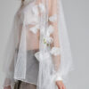 ELLIE elegant tulle blouse with white floral embroidery. Natural fabrics, original design, handmade embroidery