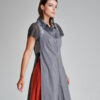 Camasa CAMY gri tip rochie din poplin. Materiale naturale, design unicat, cu broderie si aplicatii handmade