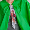 Pelerina ZURY verde de vara din fas. Materiale naturale, design unicat, cu broderie si aplicatii handmade