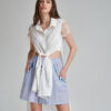 Camasa CAMY alba tip rochie din poplin. Materiale naturale, design unicat, cu broderie si aplicatii handmade