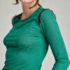 XIRA blouse with green ornament. Natural fabrics, original design, handmade embroidery