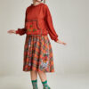 FRANCIE casual skirt with floral prints. Natural fabrics, original design, handmade embroidery