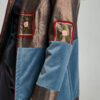 Jacheta KENDA casual din blug bronz si catifea blue. Materiale naturale, design unicat, cu broderie si aplicatii handmade