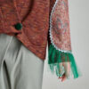 Jacheta LEV maron oversize cu detalii din brocart roz. Materiale naturale, design unicat, cu broderie si aplicatii handmade