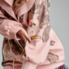 Jacheta eleganta ZINNIA roz pudra. Materiale naturale, design unicat, cu broderie si aplicatii handmade