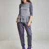 FLAVI22 petrol gray satin trousers. Natural fabrics, original design, handmade embroidery