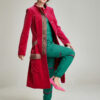 CELIN elegant overcoat in magenta velvet. Natural fabrics, original design, handmade embroidery