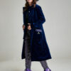 CELIN elegant blue velvet overcoat. Natural fabrics, original design, handmade embroidery