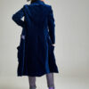 CELIN elegant blue velvet overcoat. Natural fabrics, original design, handmade embroidery