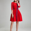 AISHA red velvet dress. Natural fabrics, original design, handmade embroidery