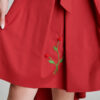 CORALIN casual red dress. Natural fabrics, original design, handmade embroidery