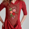 MARIMAR casual dress with hood and floral embroidery. Natural fabrics, original design, handmade embroidery