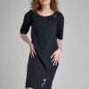 Rochie OLIVIER din tercot negru. Materiale naturale, design unicat, cu broderie si aplicatii handmade