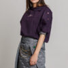 Shirt DANY casual in purple poplin. Natural fabrics, original design, handmade embroidery