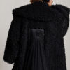 DENY OVERCOAT oversize black synthetic fur. Natural fabrics, original design, handmade embroidery