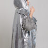 DOMA OVERCOAT oversize silver leather. Natural fabrics, original design, handmade embroidery