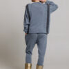 Pantalon TAOMI casual din lana albastră. Materiale naturale, design unicat, cu broderie si aplicatii handmade