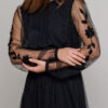 Dress AMARIS elegant long black. Natural fabrics, original design, handmade embroidery