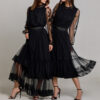Dress AMARIS elegant long black. Natural fabrics, original design, handmade embroidery