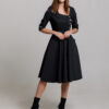 Dress INES dress in black. Natural fabrics, original design, handmade embroidery