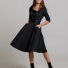 Dress INES dress in black. Natural fabrics, original design, handmade embroidery