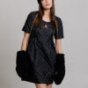 Cap black faux fur. Natural fabrics, original design, handmade embroidery