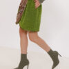 AMINA casual part-over-part knit and jersey skirt. Natural fabrics, original design, handmade embroidery