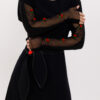 Rochie AURELA eleganta neagra din viscoza. Materiale naturale, design unicat, cu broderie si aplicatii handmade