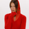 LEXY casual red lycra dress with lycra hood and tulle. Natural fabrics, original design, handmade embroidery