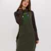 ROA casual khaki and brown jersey dress. Natural fabrics, original design, handmade embroidery