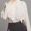 Mosc shirt with lace appliqué. Natural fabrics, original design, handmade embroidery