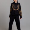 Black MARS pants. Natural fabrics, original design, handmade embroidery