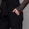 Pantalon LEONARD elegant negru. Materiale naturale, design unicat, cu broderie si aplicatii handmade