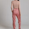 Pantalon LEONARD din tercot satinat roz. Materiale naturale, design unicat, cu broderie si aplicatii handmade