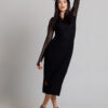 Lexy 23 black mesh dress with hood. Natural fabrics, original design, handmade embroidery