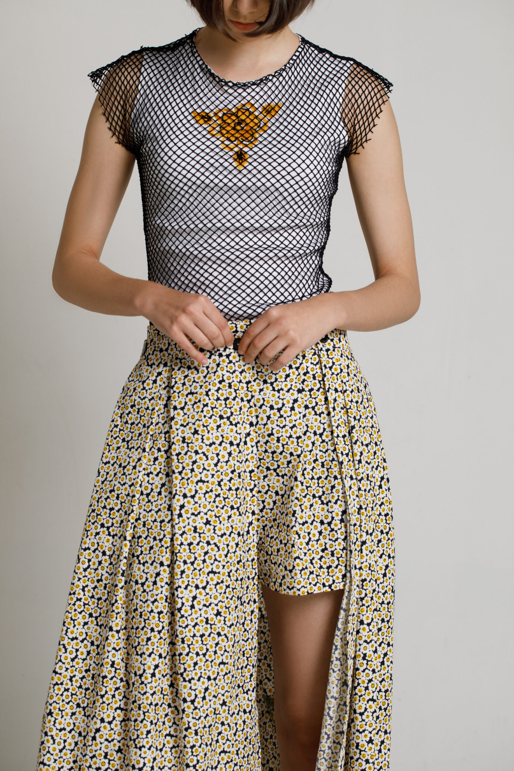 AMENA casual detachable skirt with short pants. Natural fabrics, original design, handmade embroidery