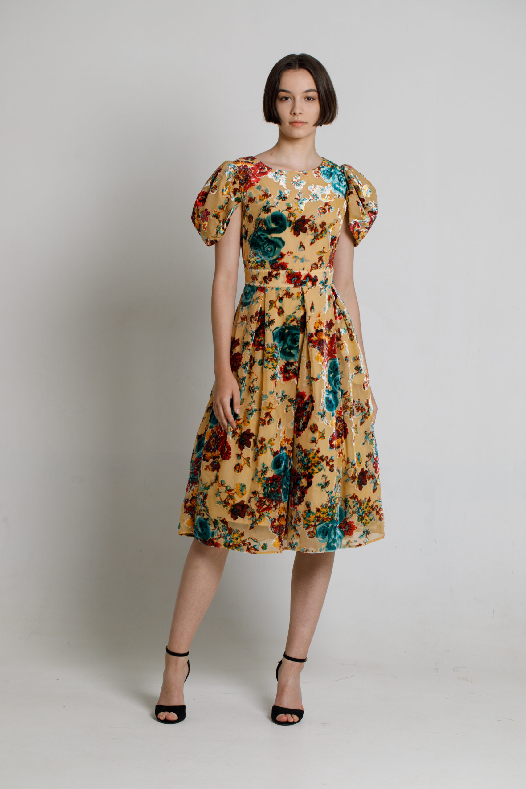 MING elegant velvet dress. Natural fabrics, original design, handmade embroidery