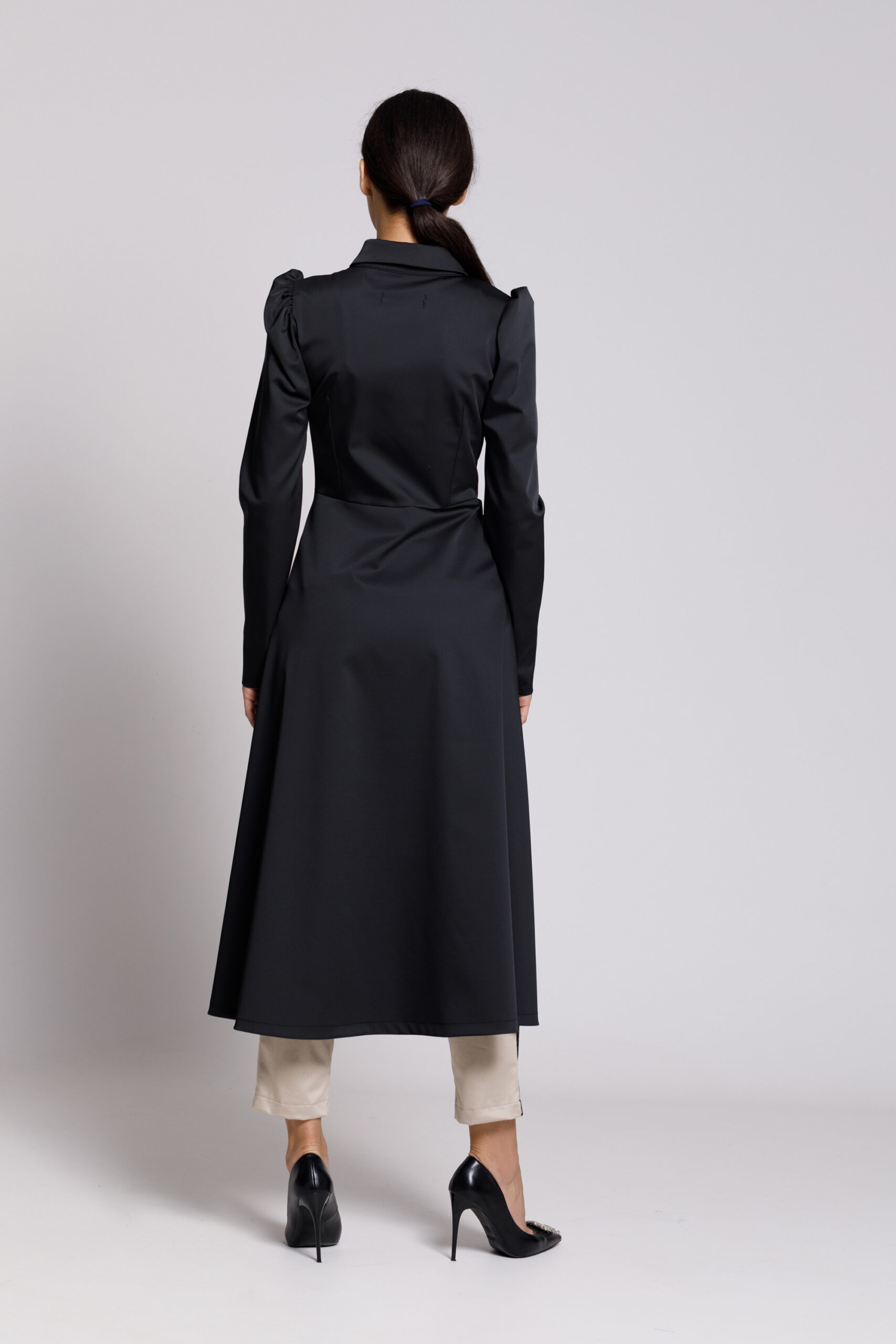 KENZO elegant black tailcoat type jacket. Natural fabrics, original design, handmade embroidery