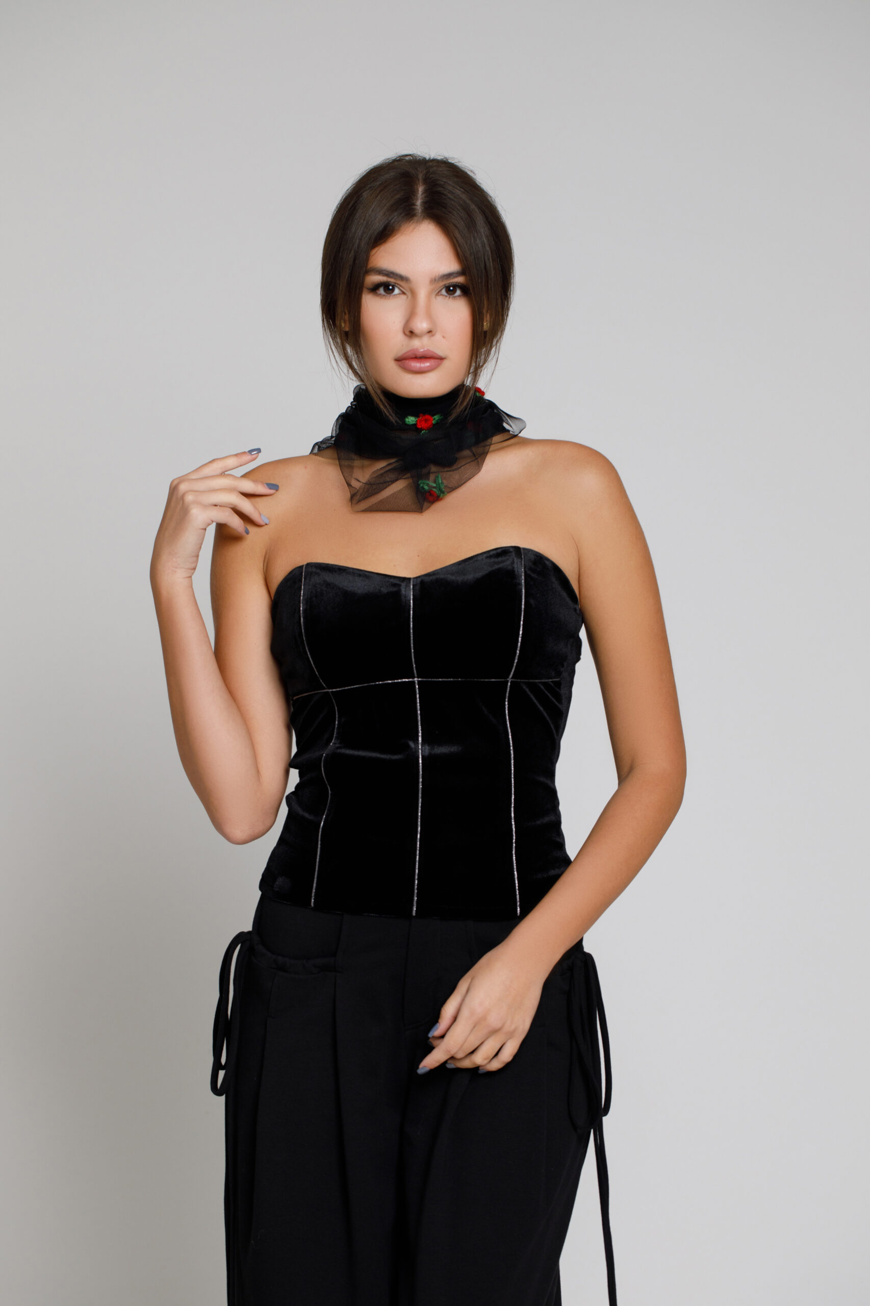 Corset Velvet made of black velvet. Natural fabrics, original design, handmade embroidery